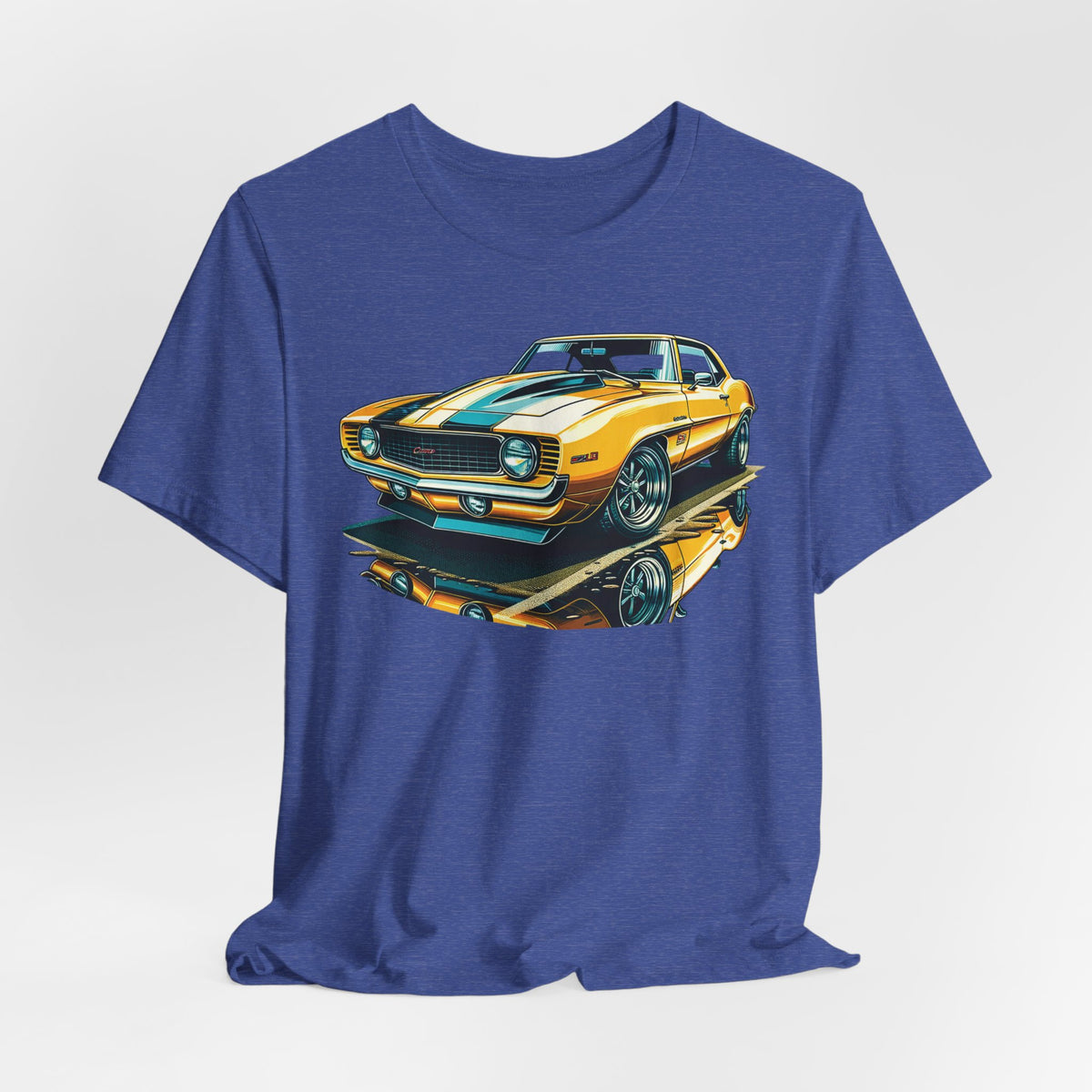 Yellow Classic Muscle Car T-Shirt | American Muscle Roars back graphic tee