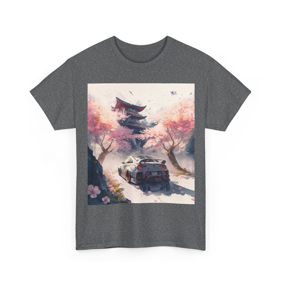 Sakura Drift Retro Sports Car Tee — Cherry Blossom JDM Graphic T-Shirt