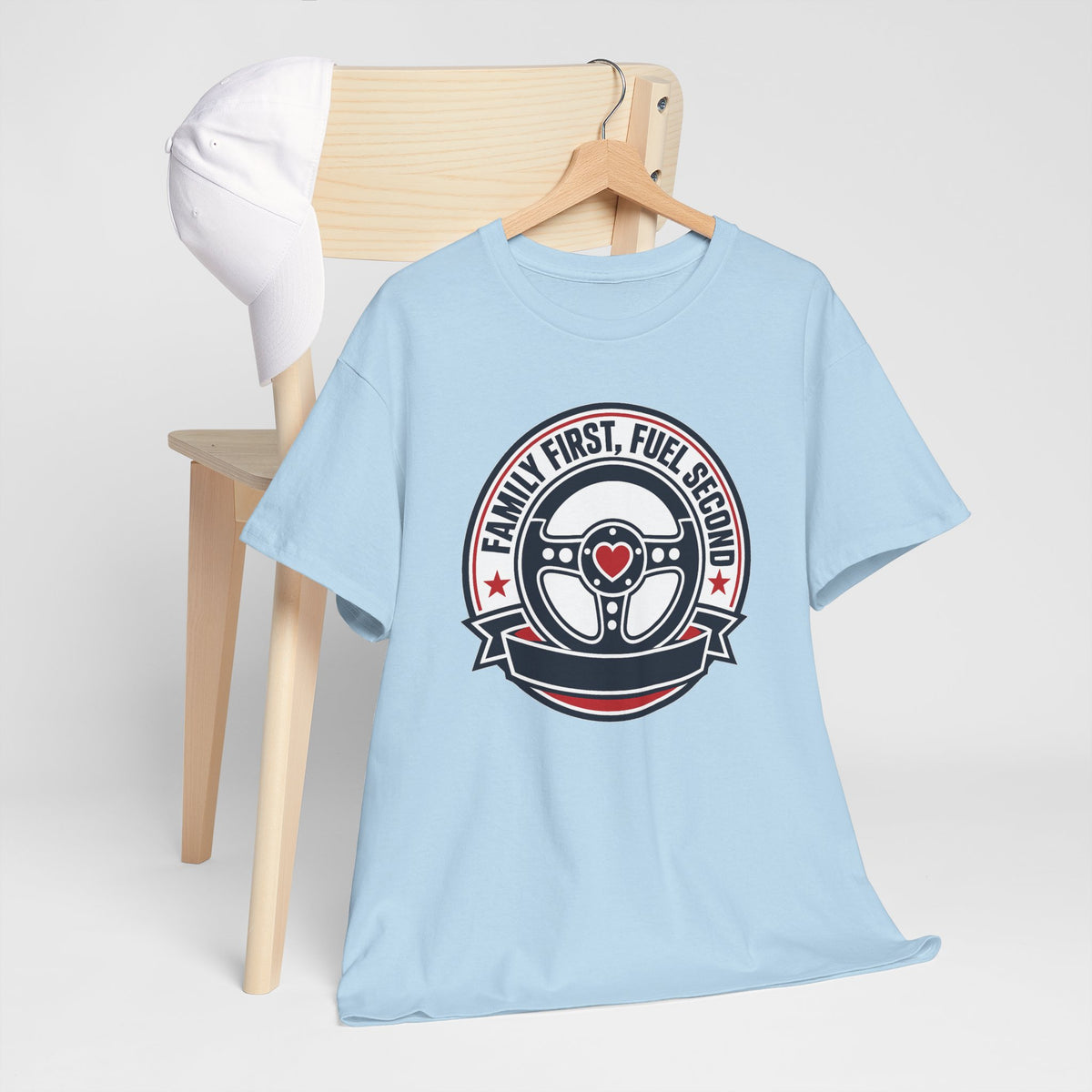 Family First, Fuel Second Tee — Steering Wheel Graphic Shirt