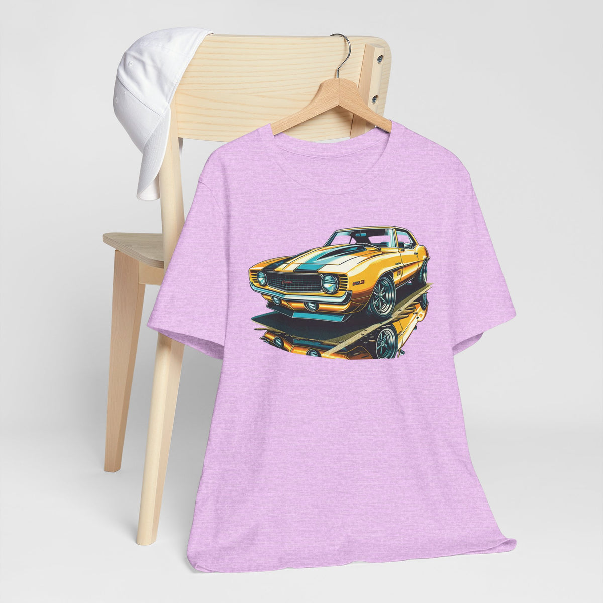 Yellow Classic Muscle Car T-Shirt | American Muscle Roars back graphic tee