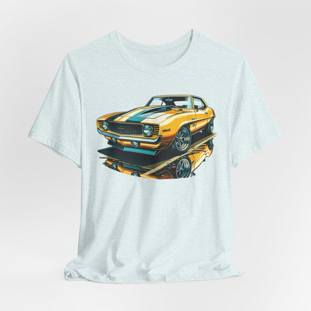 Yellow Classic Muscle Car T-Shirt | American Muscle Roars back graphic tee