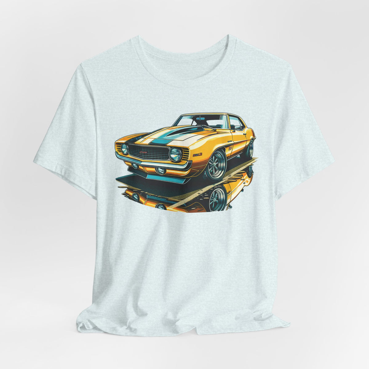 Yellow Classic Muscle Car T-Shirt | American Muscle Roars back graphic tee