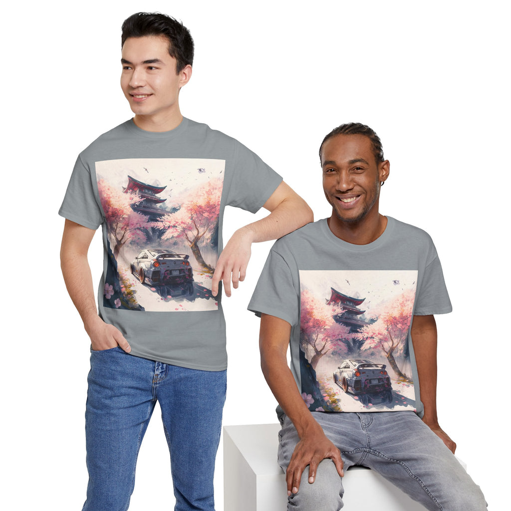 Sakura Drift Retro Sports Car Tee — Cherry Blossom JDM Graphic T-Shirt