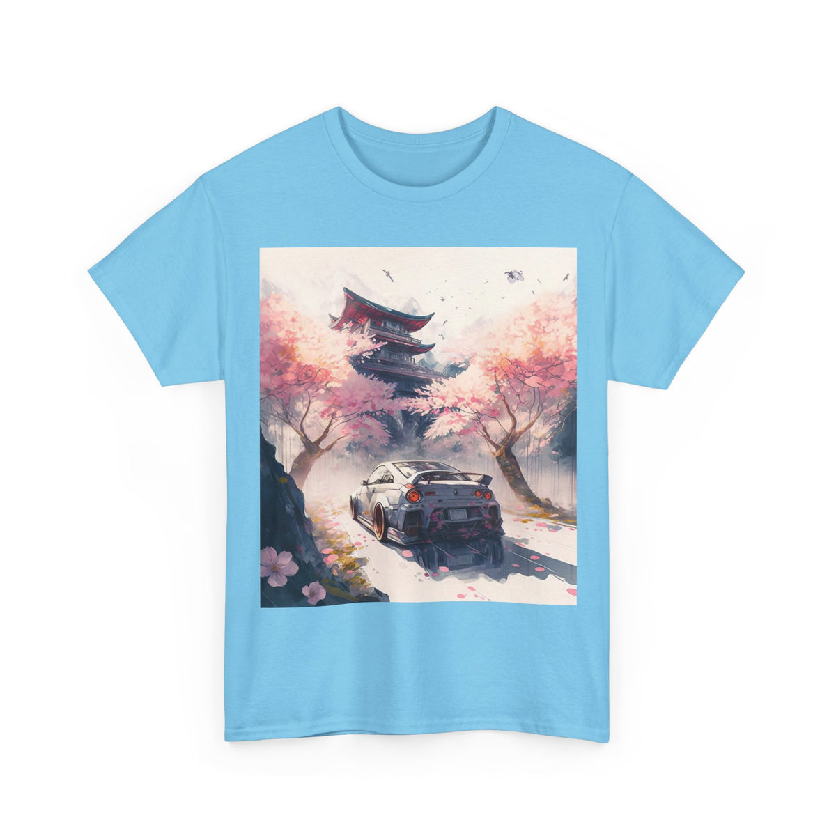 Sakura Drift Retro Sports Car Tee — Cherry Blossom JDM Graphic T-Shirt