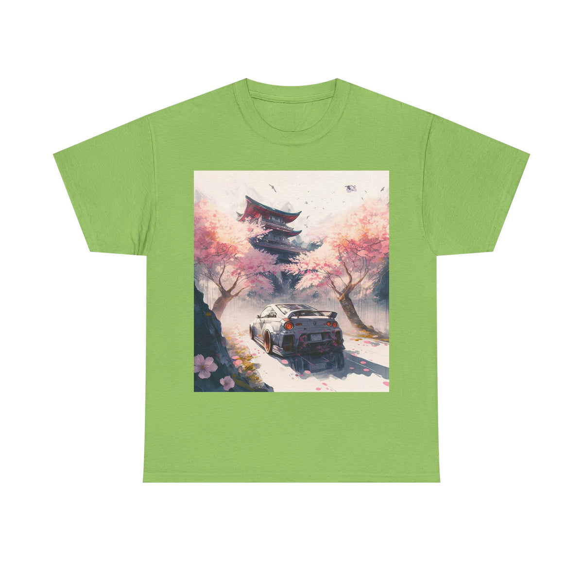 Sakura Drift Retro Sports Car Tee — Cherry Blossom JDM Graphic T-Shirt