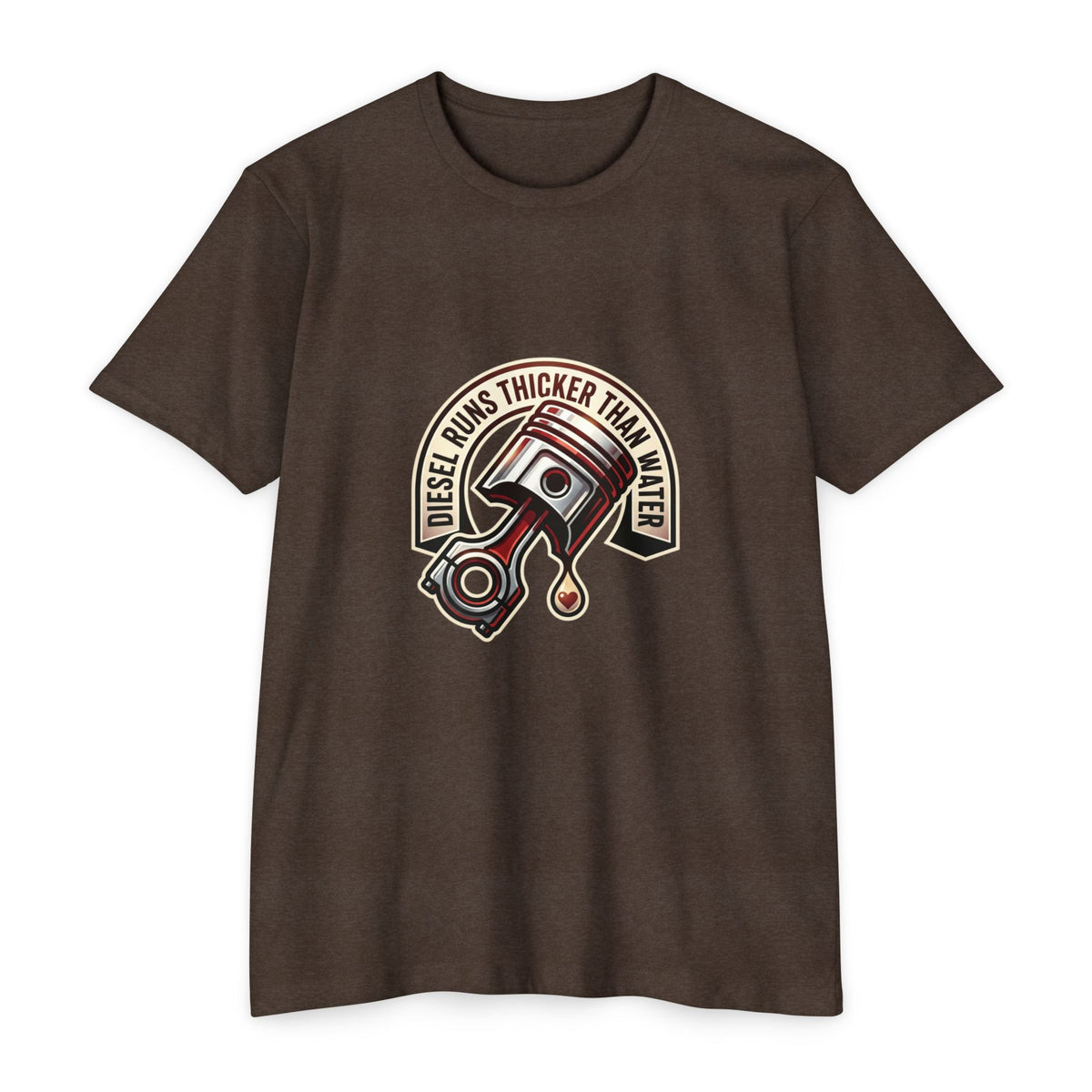 Diesel Runs Thicker Than Water T-Shirt — Mechanic Piston Graphic Tee