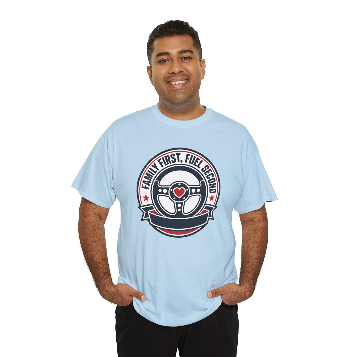 Family First, Fuel Second Tee — Steering Wheel Graphic Shirt
