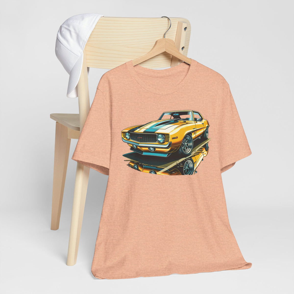 Yellow Classic Muscle Car T-Shirt | American Muscle Roars back graphic tee