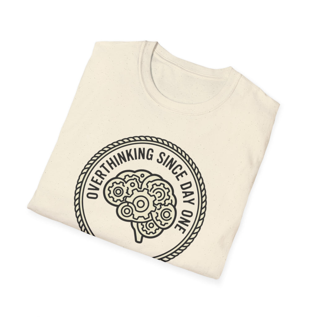 T-Shirt — "Overthinking Since Day One" Brain Graphic Tee