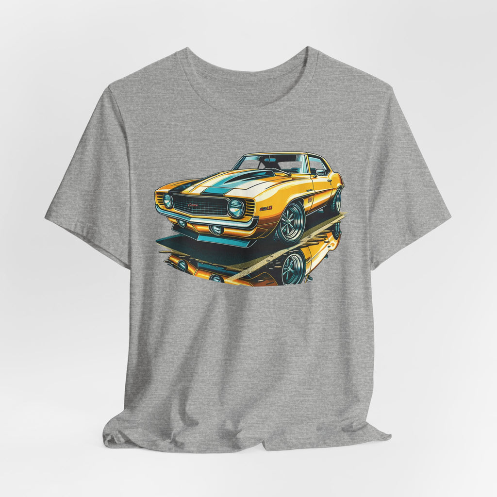 Yellow Classic Muscle Car T-Shirt | American Muscle Roars back graphic tee