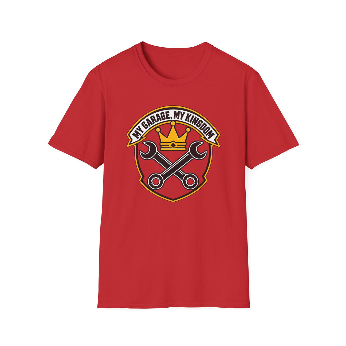Garage King T-Shirt — "My Garage, My Kingdom" Wrench & Crown Tee