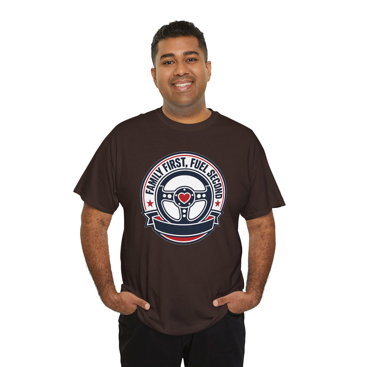 Family First, Fuel Second Tee — Steering Wheel Graphic Shirt
