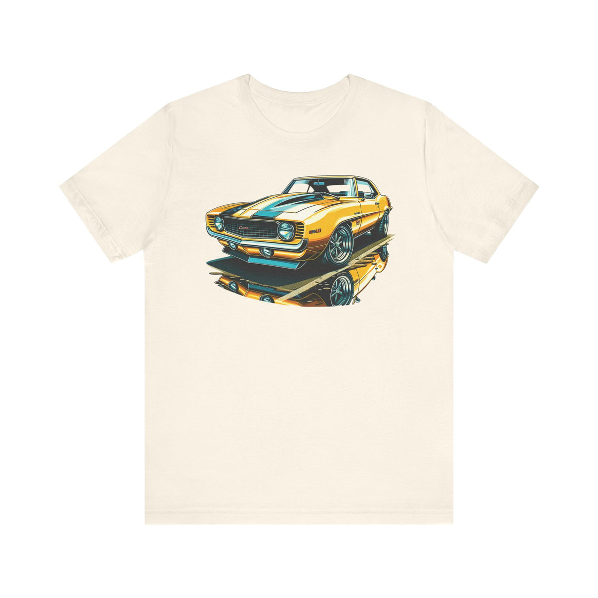 Yellow Classic Muscle Car T-Shirt | American Muscle Roars back graphic tee