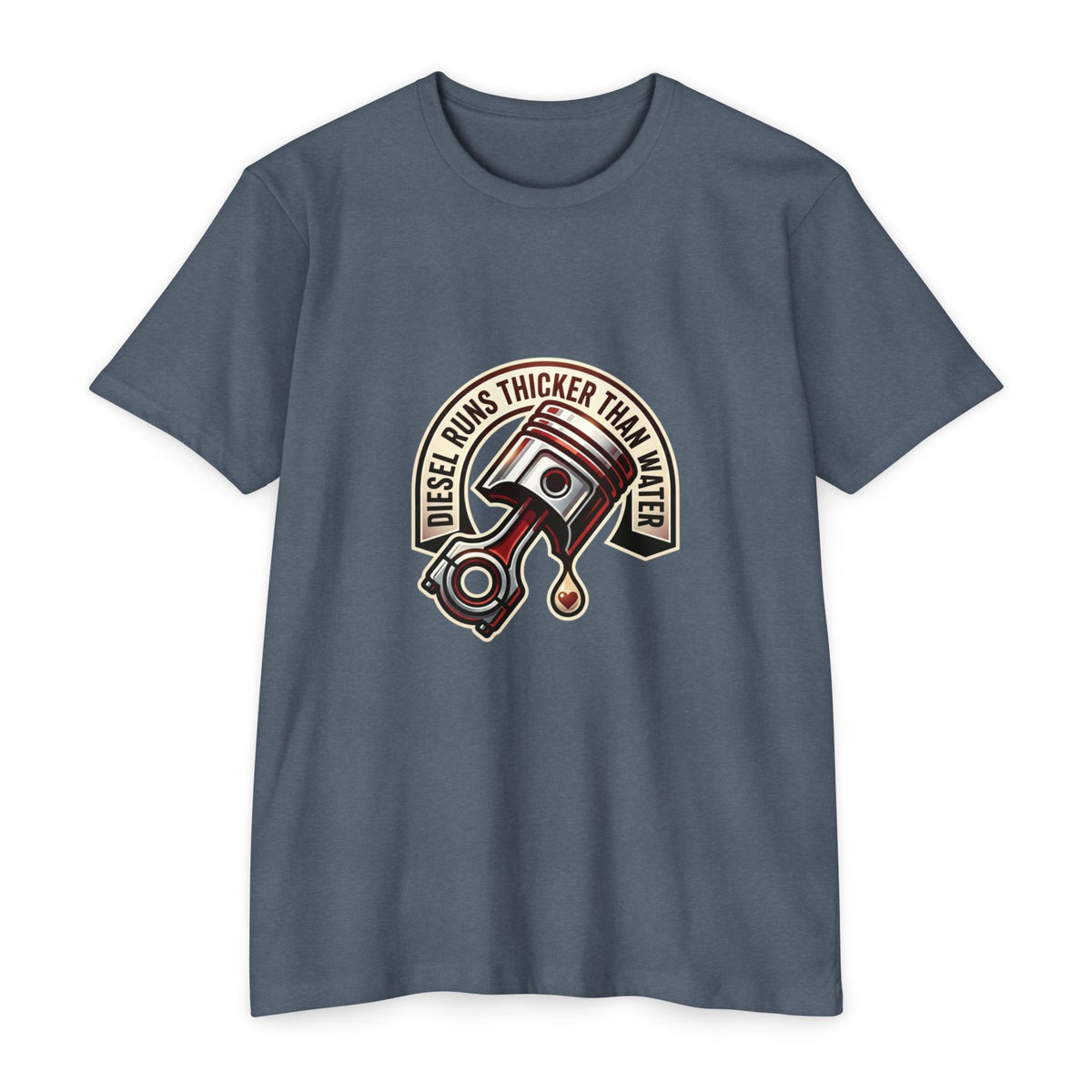 Diesel Runs Thicker Than Water T-Shirt — Mechanic Piston Graphic Tee