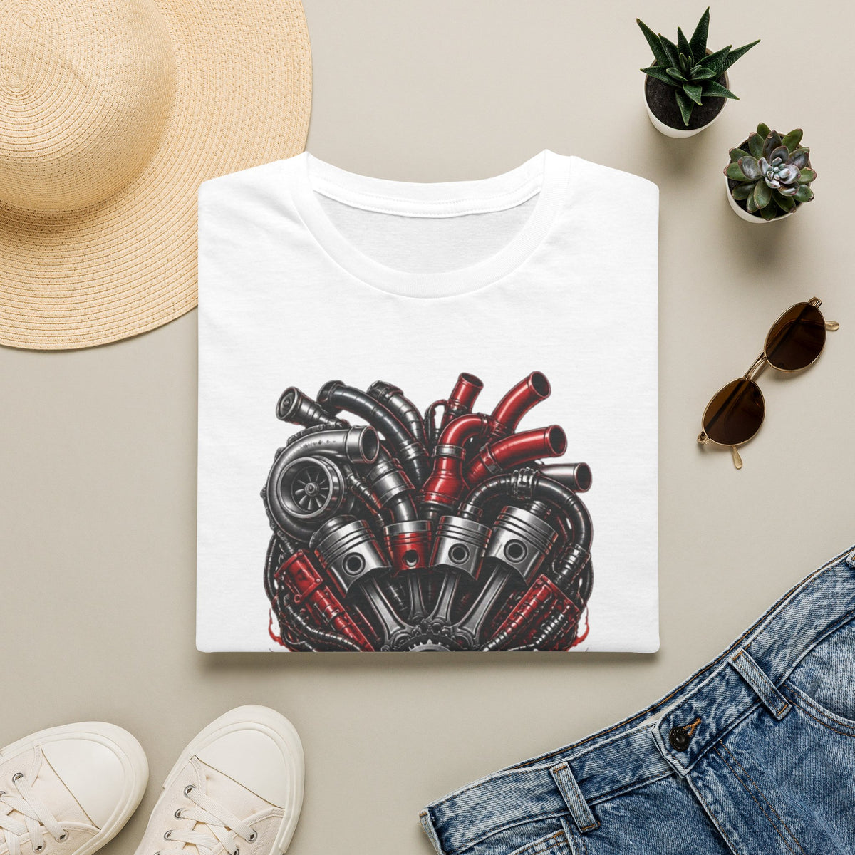 Diesel In My Veins T-Shirt — Engine Heart Graphic Tee for Car & Motor Enthusiasts