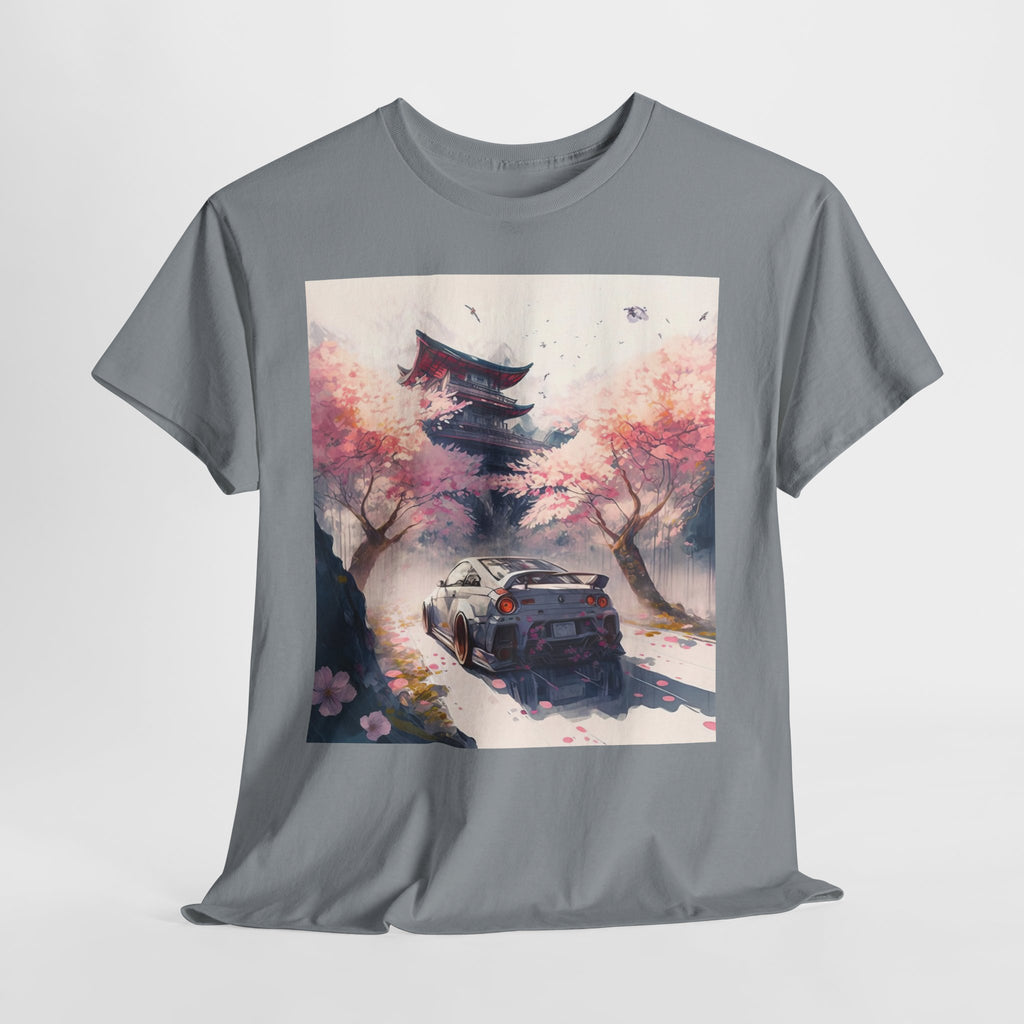 Sakura Drift Retro Sports Car Tee — Cherry Blossom JDM Graphic T-Shirt