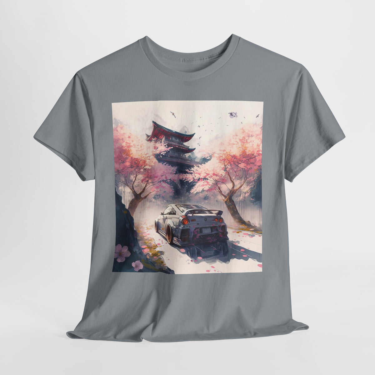 Sakura Drift Retro Sports Car Tee — Cherry Blossom JDM Graphic T-Shirt