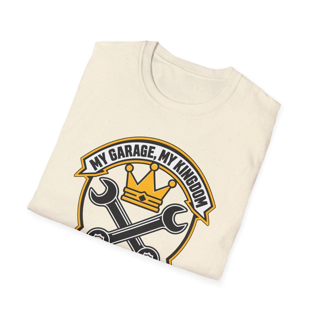 Garage King T-Shirt — "My Garage, My Kingdom" Wrench & Crown Tee