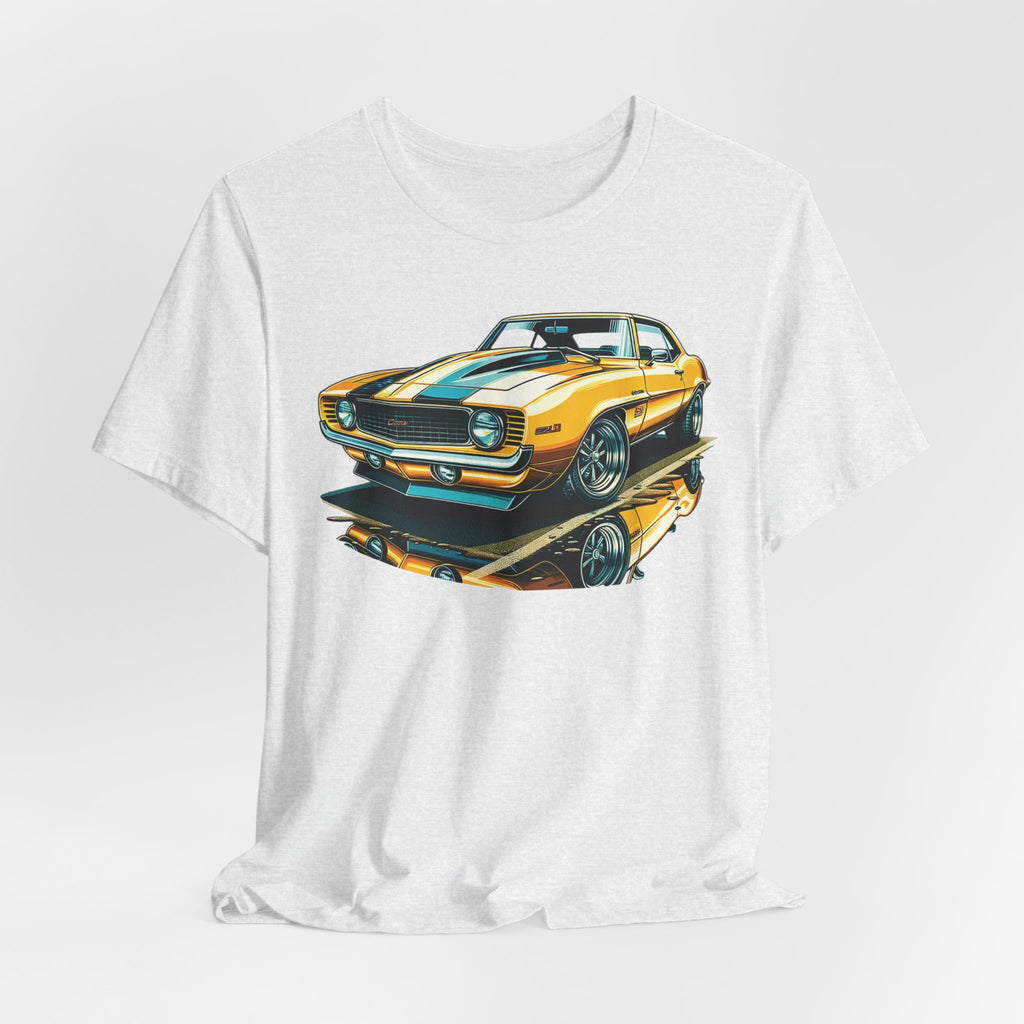 Yellow Classic Muscle Car T-Shirt | American Muscle Roars back graphic tee