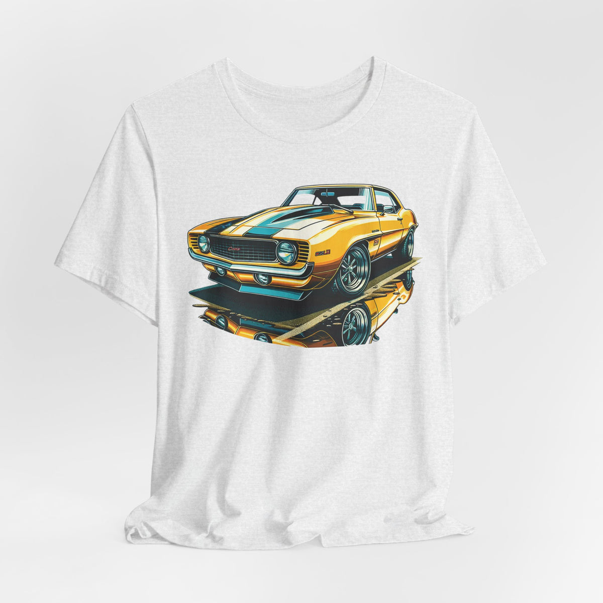 Yellow Classic Muscle Car T-Shirt | American Muscle Roars back graphic tee