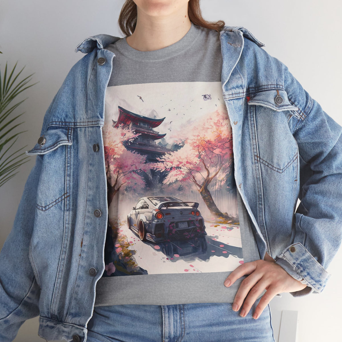 Sakura Drift Retro Sports Car Tee — Cherry Blossom JDM Graphic T-Shirt