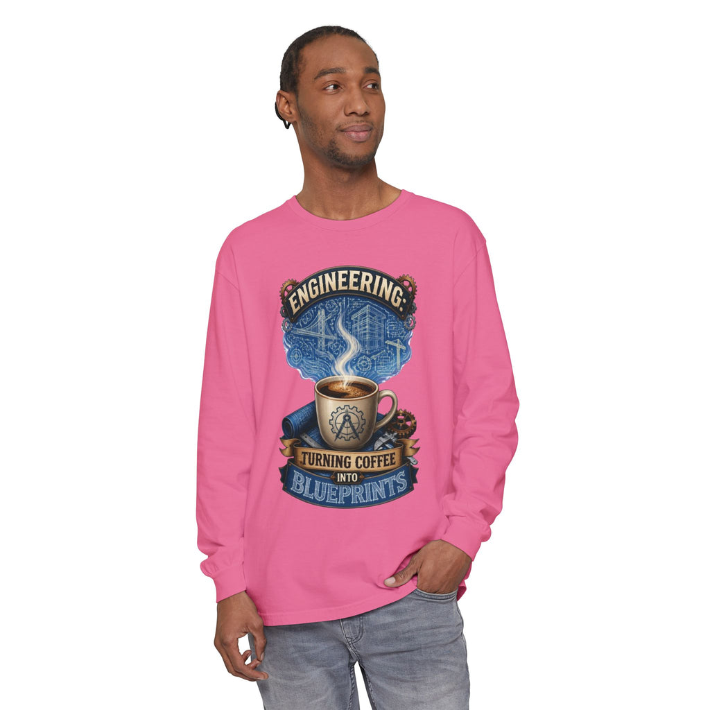 Engineering Coffee Long Sleeve Tee — "Turning Coffee Into Blueprints"