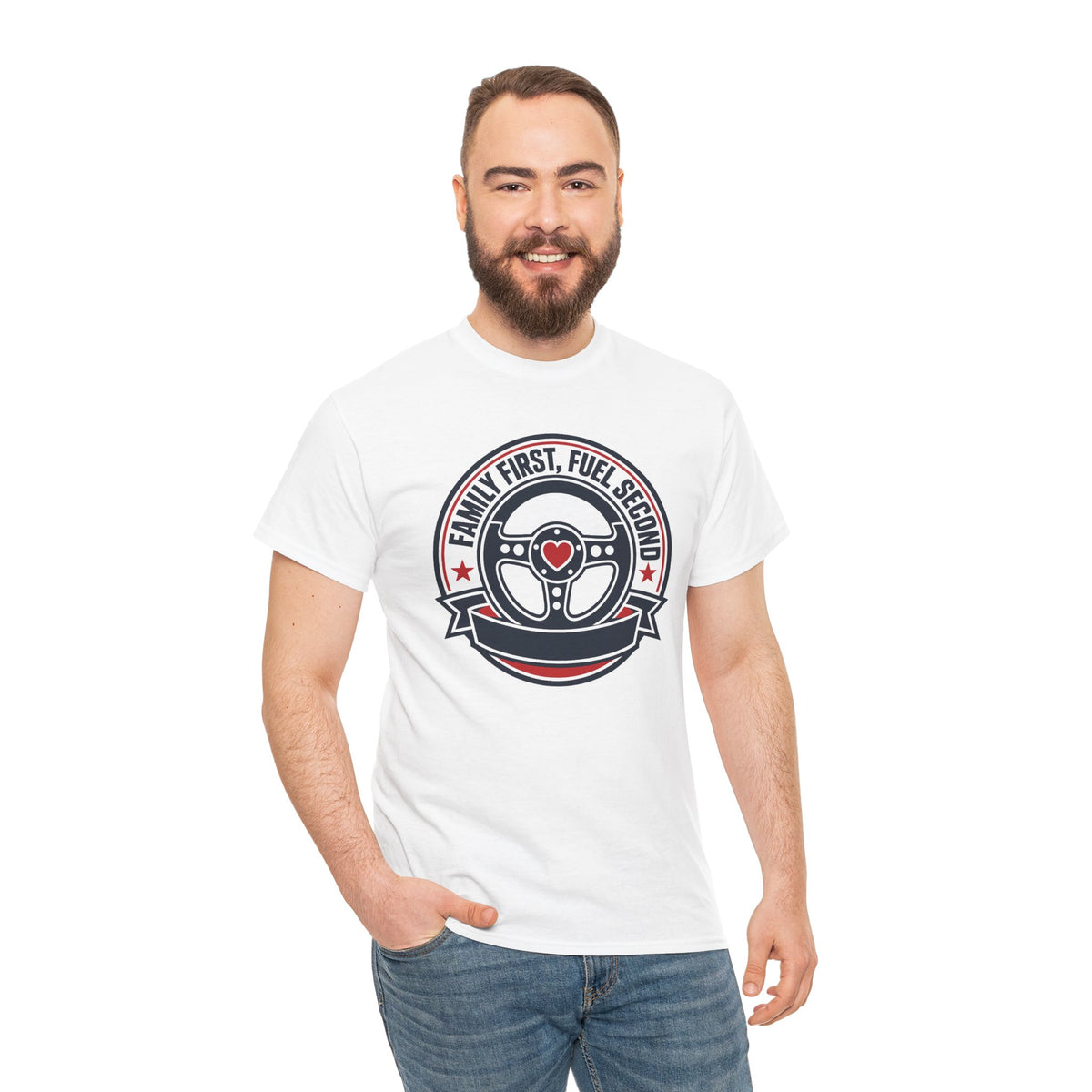 Family First, Fuel Second Tee — Steering Wheel Graphic Shirt