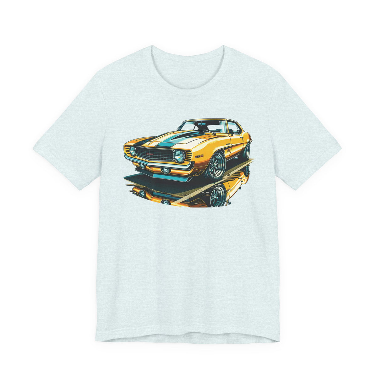 Yellow Classic Muscle Car T-Shirt | American Muscle Roars back graphic tee