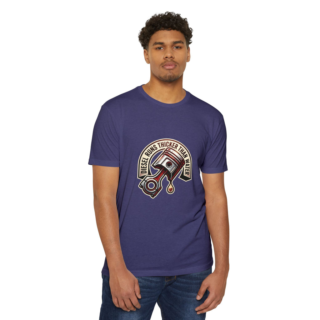 Diesel Runs Thicker Than Water T-Shirt — Mechanic Piston Graphic Tee