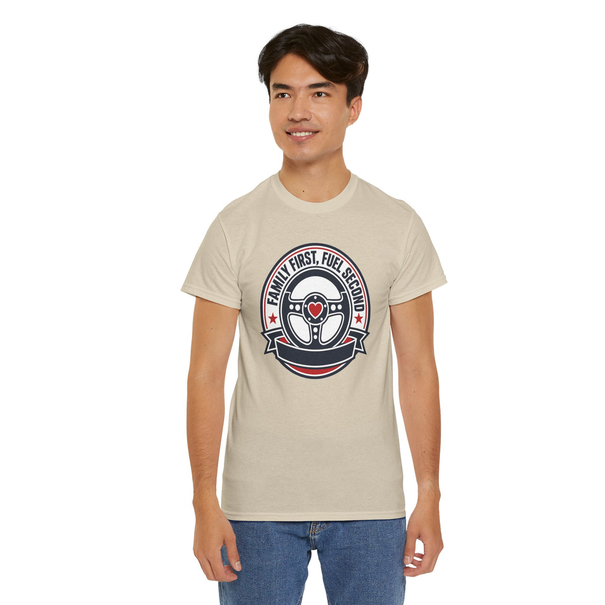 Family First, Fuel Second Tee — Steering Wheel Graphic Shirt