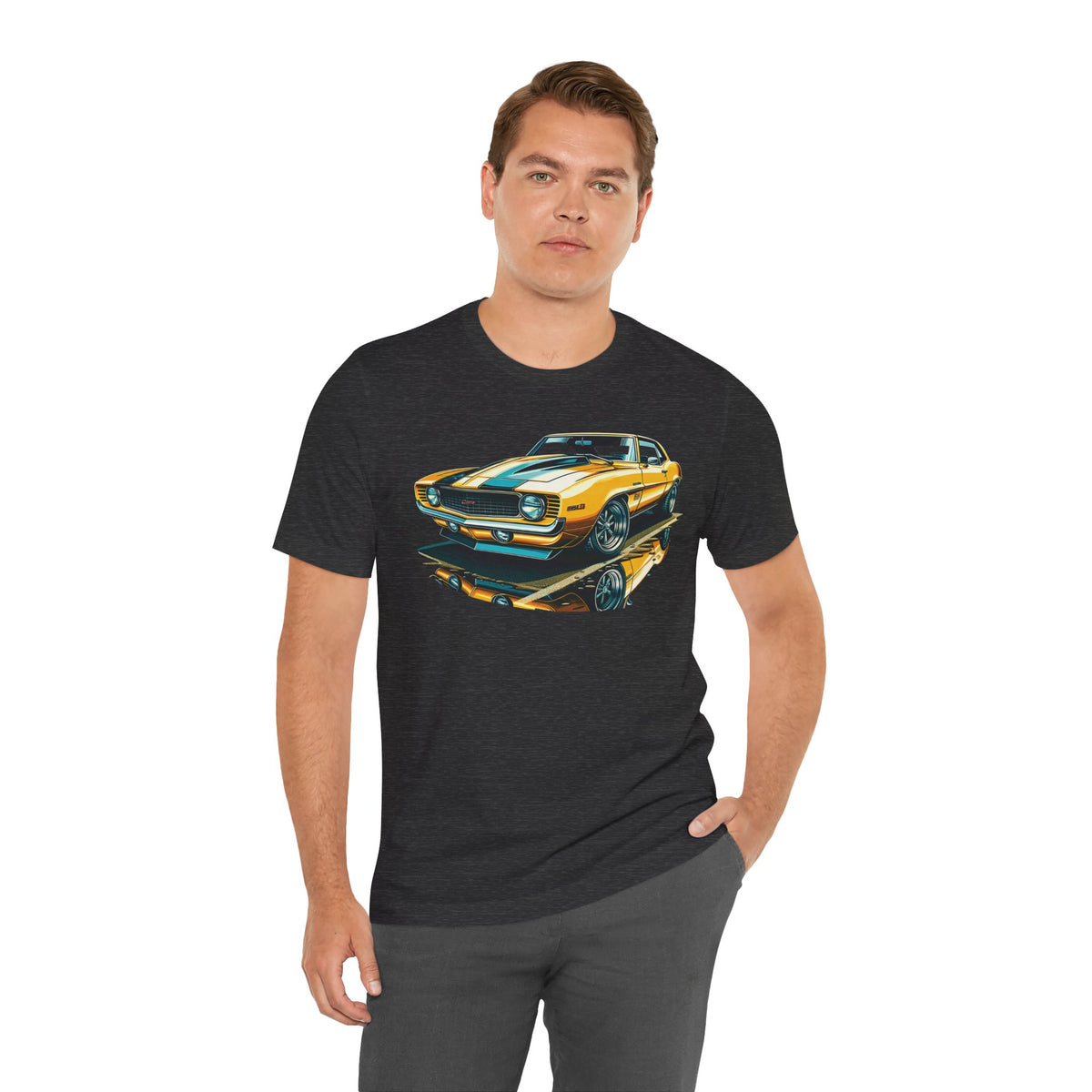 Yellow Classic Muscle Car T-Shirt | American Muscle Roars back graphic tee