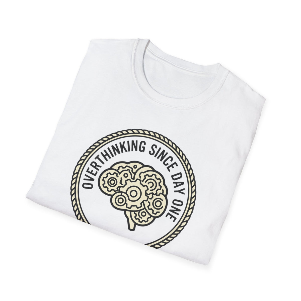 T-Shirt — "Overthinking Since Day One" Brain Graphic Tee