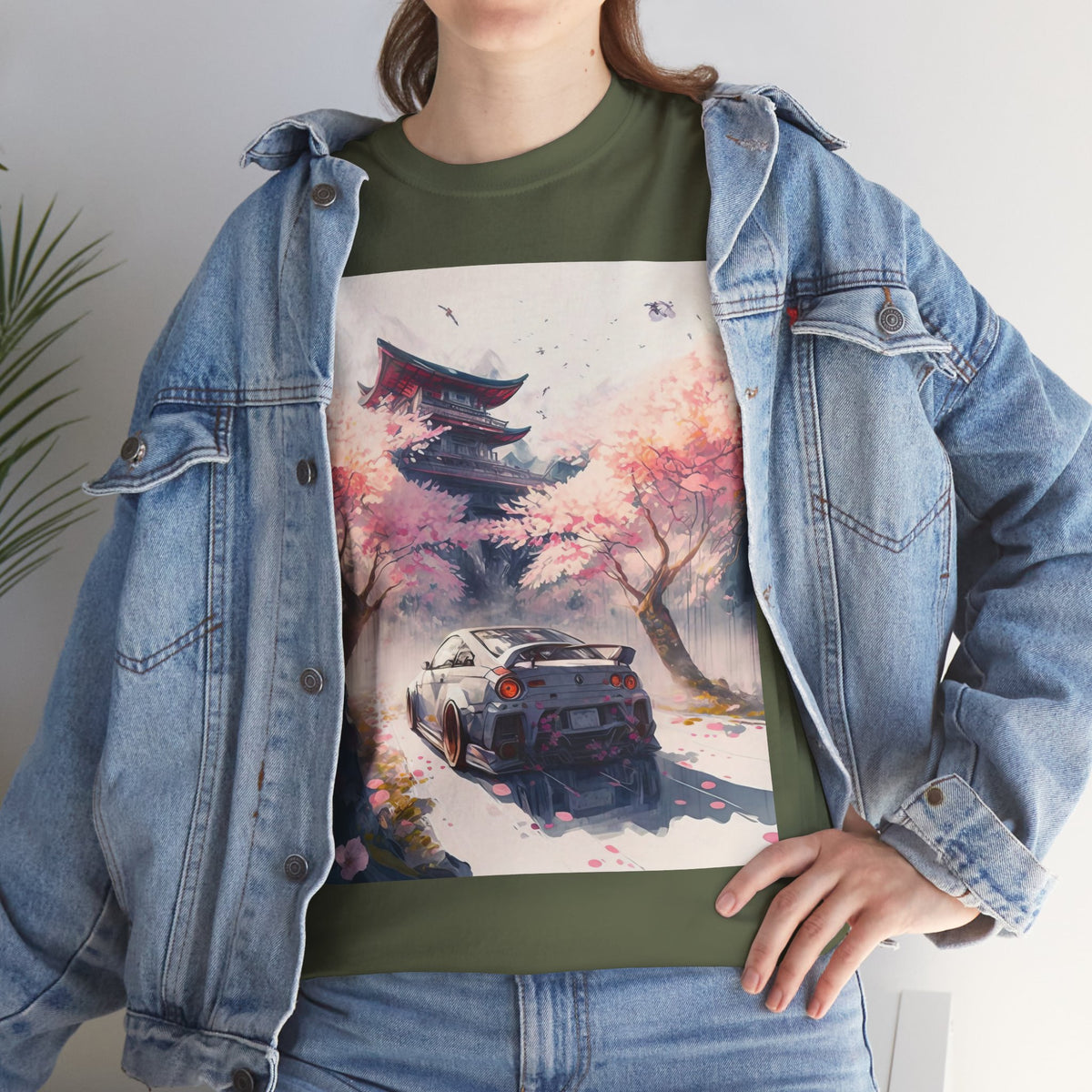 Sakura Drift Retro Sports Car Tee — Cherry Blossom JDM Graphic T-Shirt