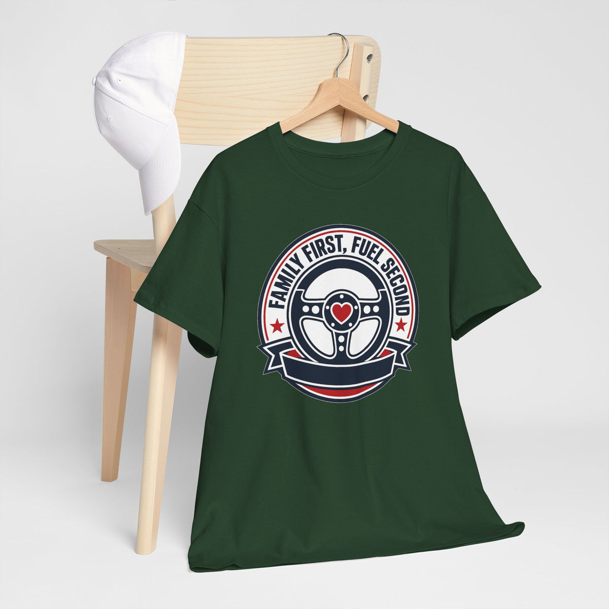 Family First, Fuel Second Tee — Steering Wheel Graphic Shirt