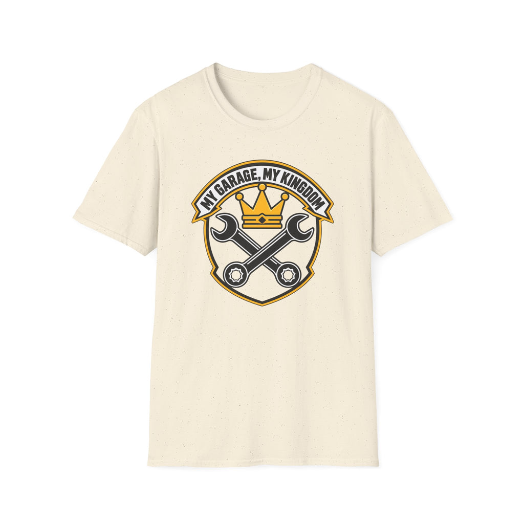 Garage King T-Shirt — "My Garage, My Kingdom" Wrench & Crown Tee
