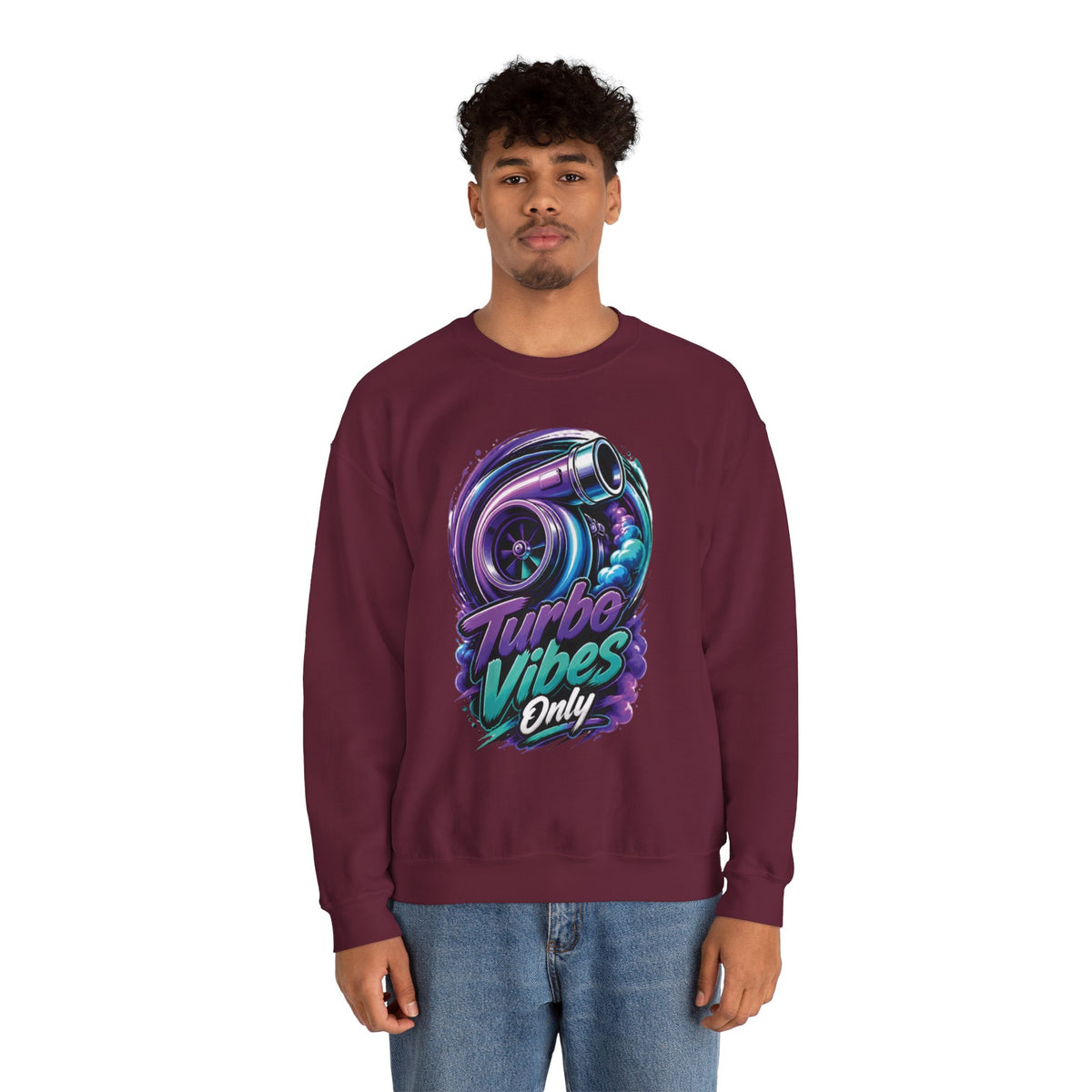 Crewneck Sweatshirt — Turbo Vibes Only Performance Graphic
