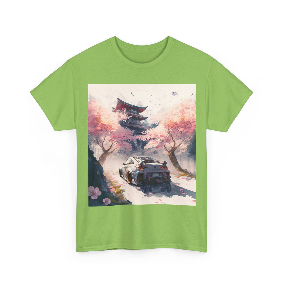 Sakura Drift Retro Sports Car Tee — Cherry Blossom JDM Graphic T-Shirt