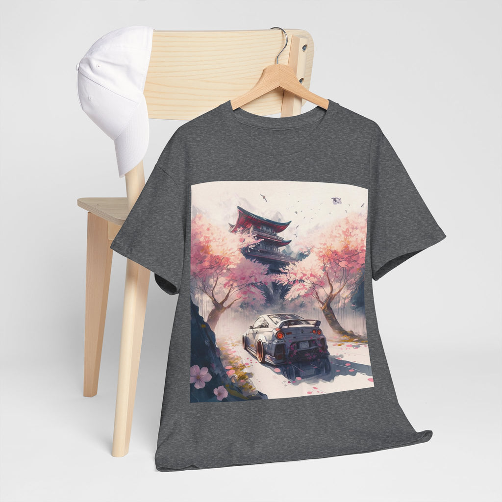 Sakura Drift Retro Sports Car Tee — Cherry Blossom JDM Graphic T-Shirt