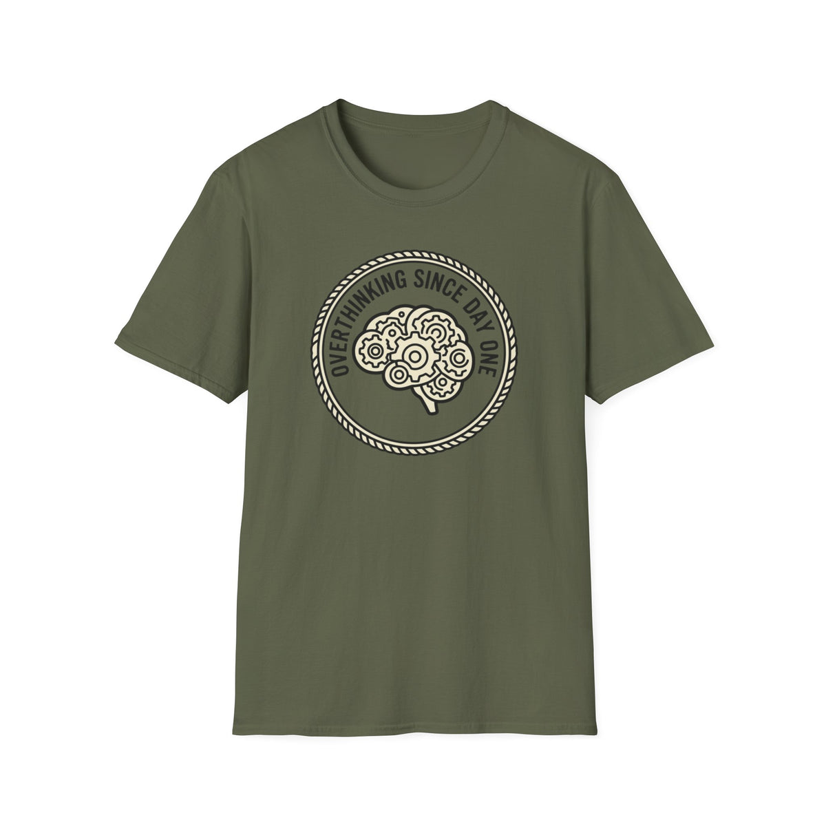 T-Shirt — "Overthinking Since Day One" Brain Graphic Tee