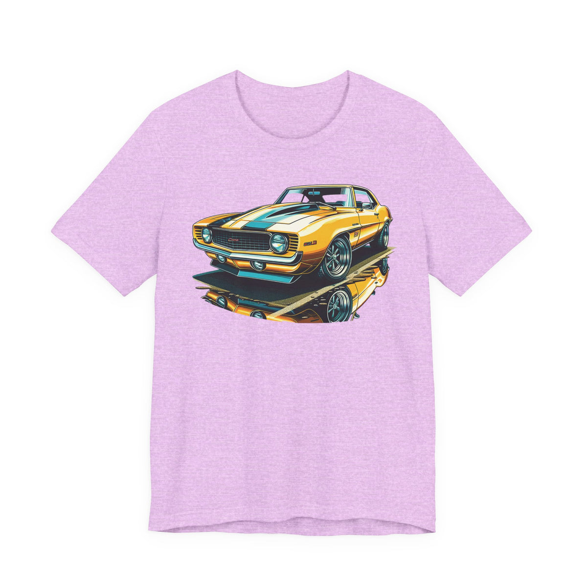 Yellow Classic Muscle Car T-Shirt | American Muscle Roars back graphic tee