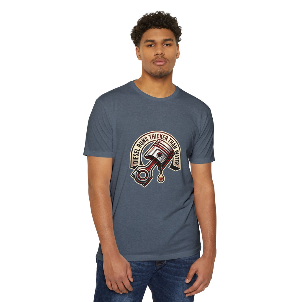 Diesel Runs Thicker Than Water T-Shirt — Mechanic Piston Graphic Tee