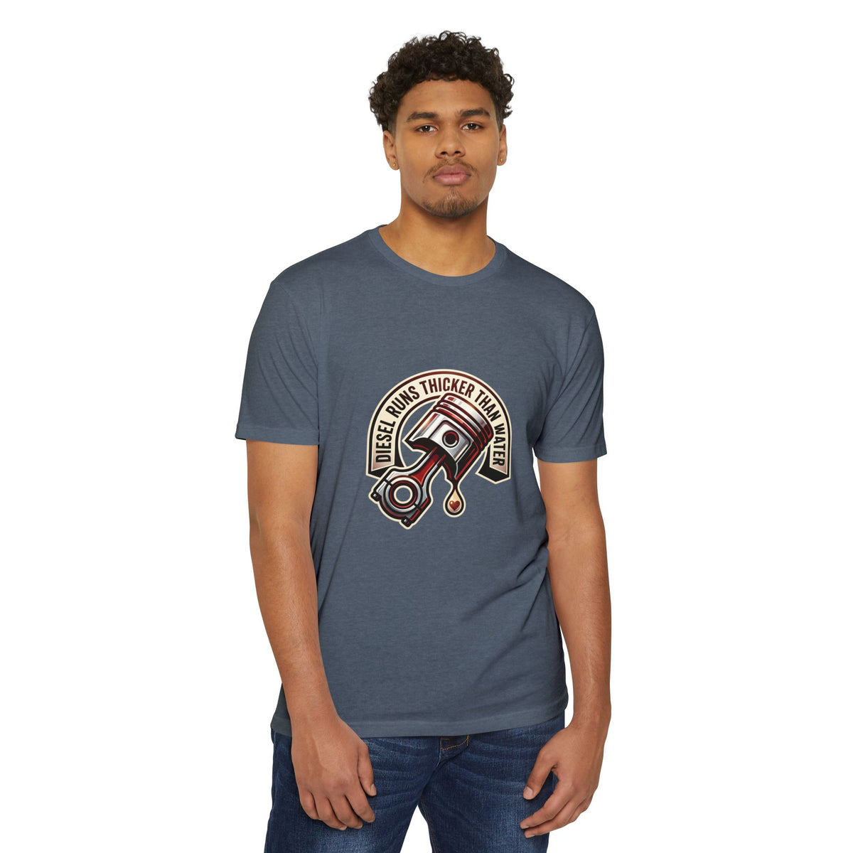 Diesel Runs Thicker Than Water T-Shirt — Mechanic Piston Graphic Tee
