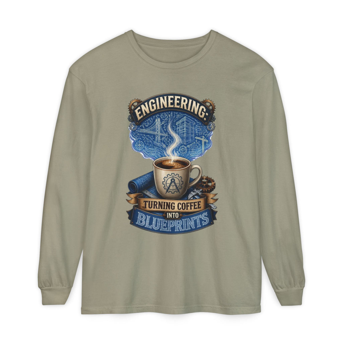 Engineering Coffee Long Sleeve Tee — "Turning Coffee Into Blueprints"