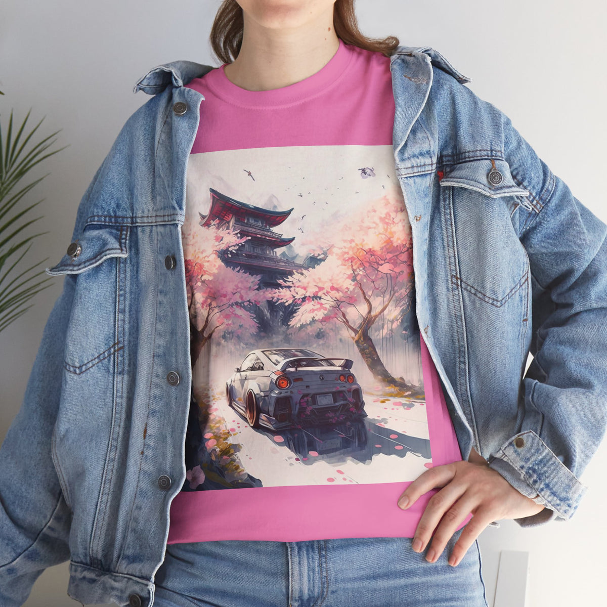 Sakura Drift Retro Sports Car Tee — Cherry Blossom JDM Graphic T-Shirt