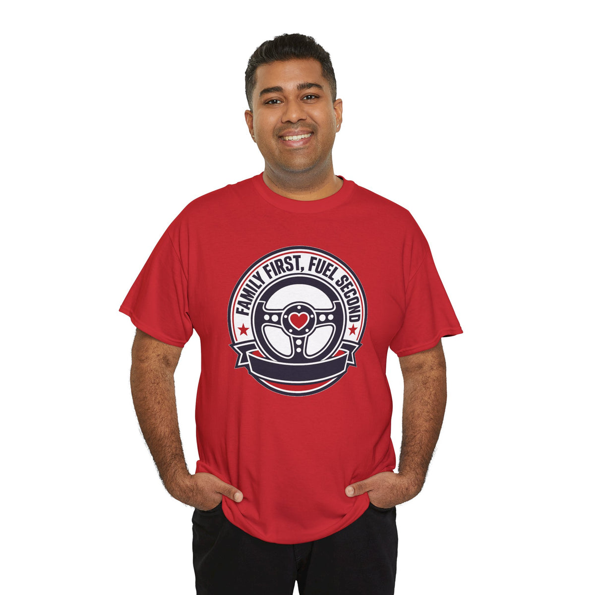 Family First, Fuel Second Tee — Steering Wheel Graphic Shirt