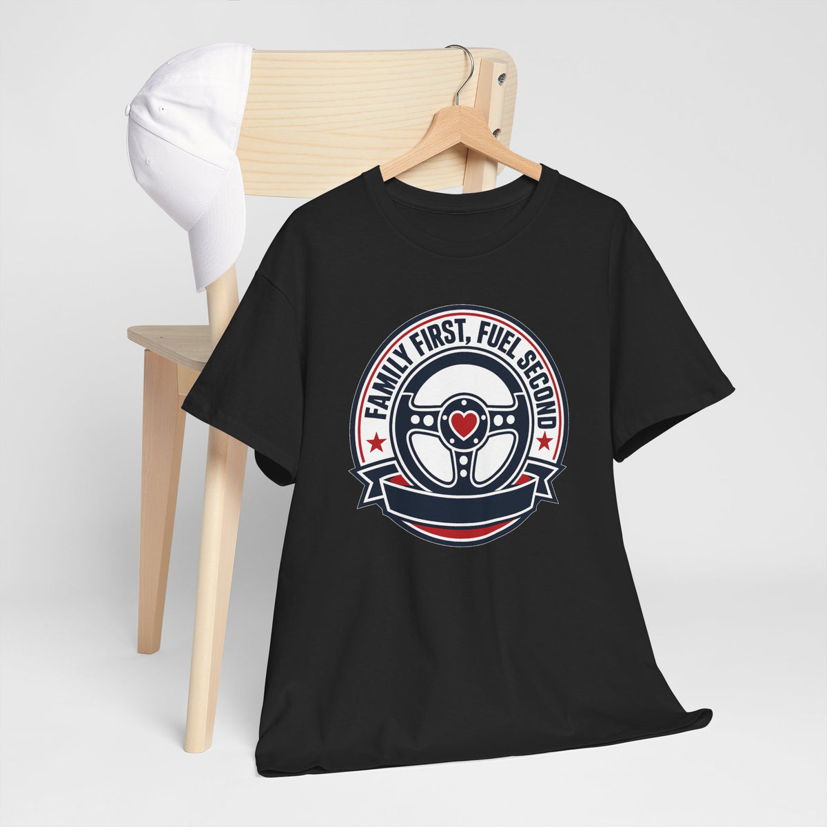 Family First, Fuel Second Tee — Steering Wheel Graphic Shirt