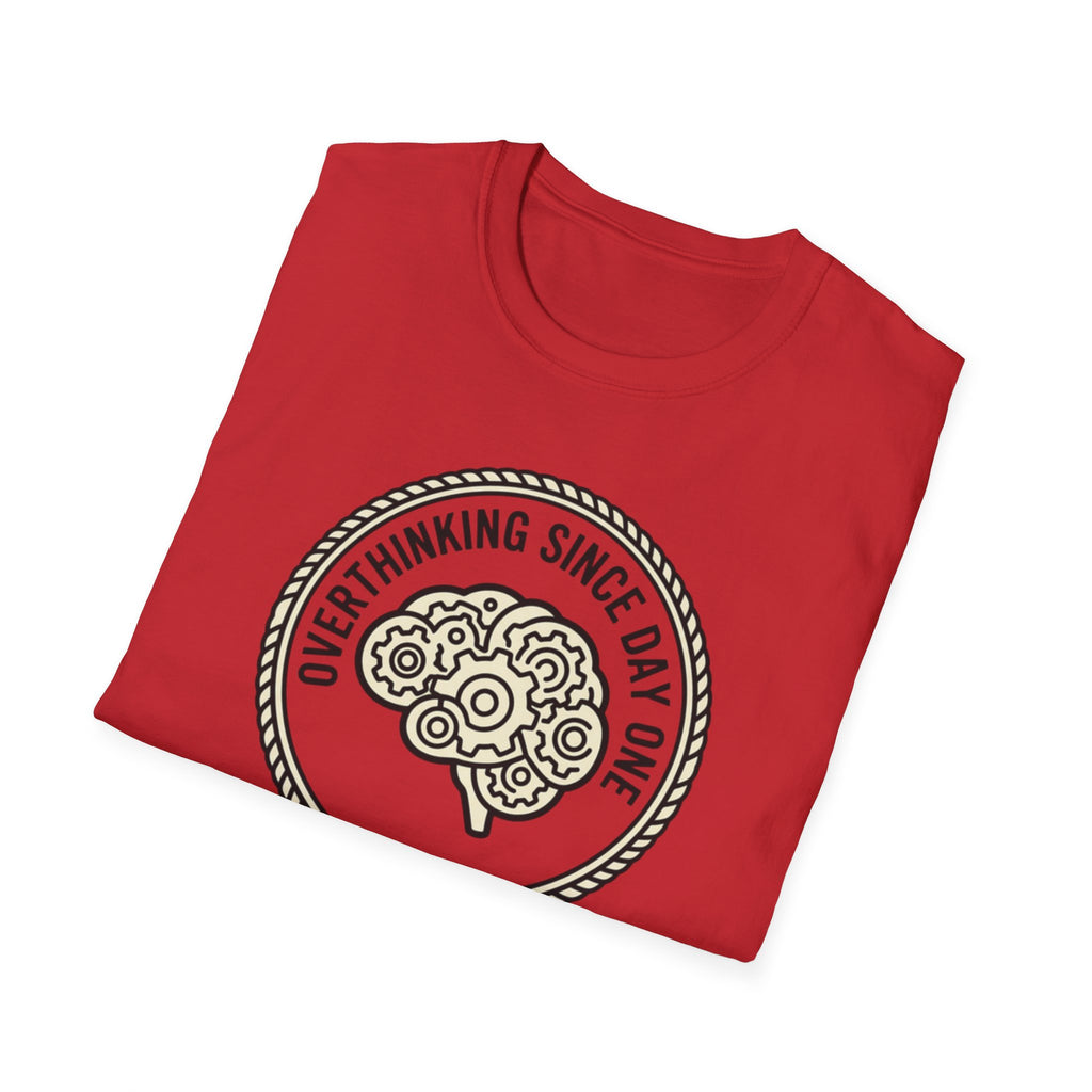 T-Shirt — "Overthinking Since Day One" Brain Graphic Tee