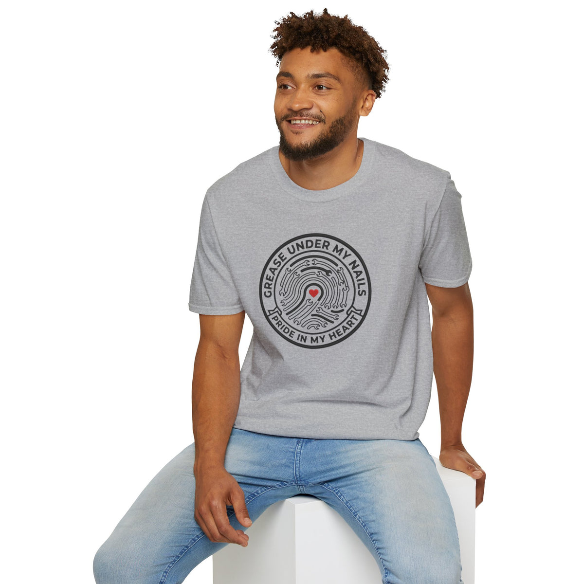T-Shirt — "Grease Under My Nails, Pride in My Heart" Mechanic Heart Graphic Tee
