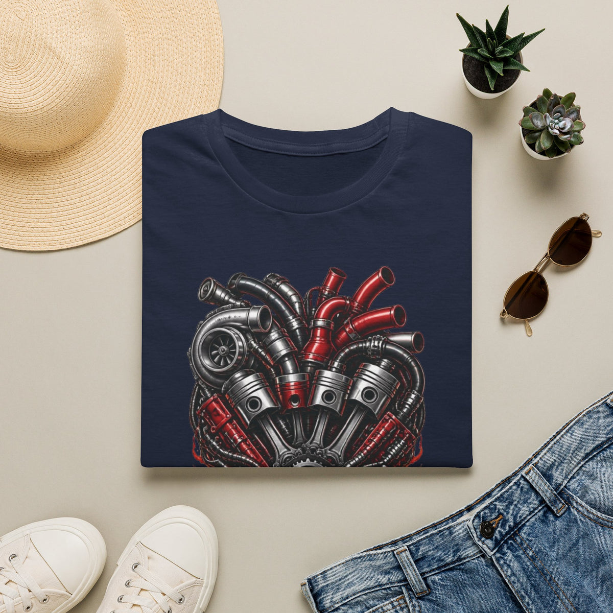 Diesel In My Veins T-Shirt — Engine Heart Graphic Tee for Car & Motor Enthusiasts