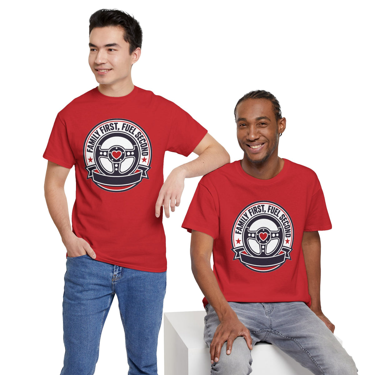 Family First, Fuel Second Tee — Steering Wheel Graphic Shirt